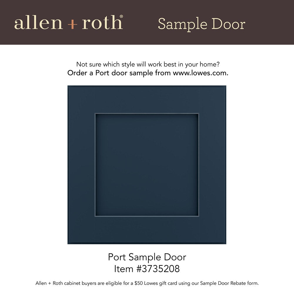 allen + roth Port 18-in W x 36.125-in H x 12-in D Navy Wall Fully Assembled Cabinet (Flat Panel Shaker Door Style)