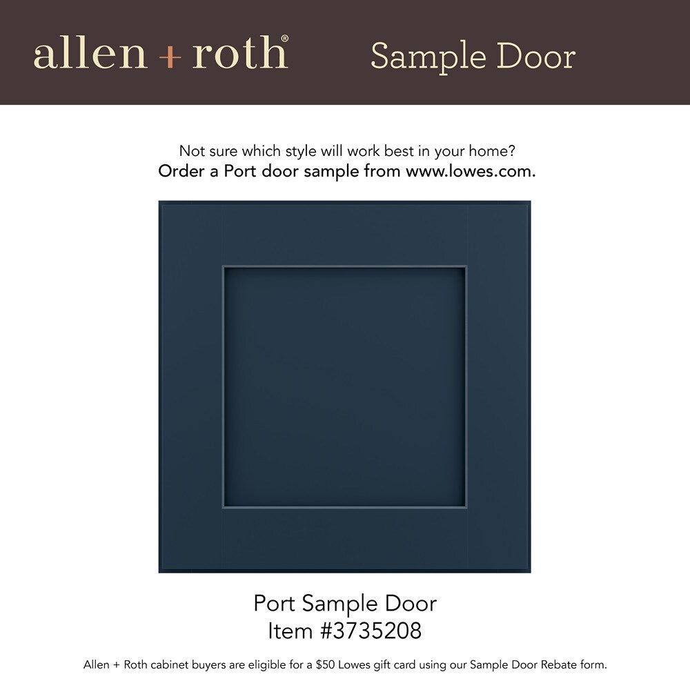 allen + roth Port 33-in W x 84-in H x 24-in D Navy 1-Drawer Base Fully Assembled Cabinet (Flat Panel Shaker Style)