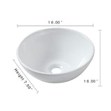 LORDEAR 16 in. x 16 in. Vessel Sink Modern Bathroom Above Round Bowl in White Porcelain Ceramic Vessel Vanity Sink Art Basin