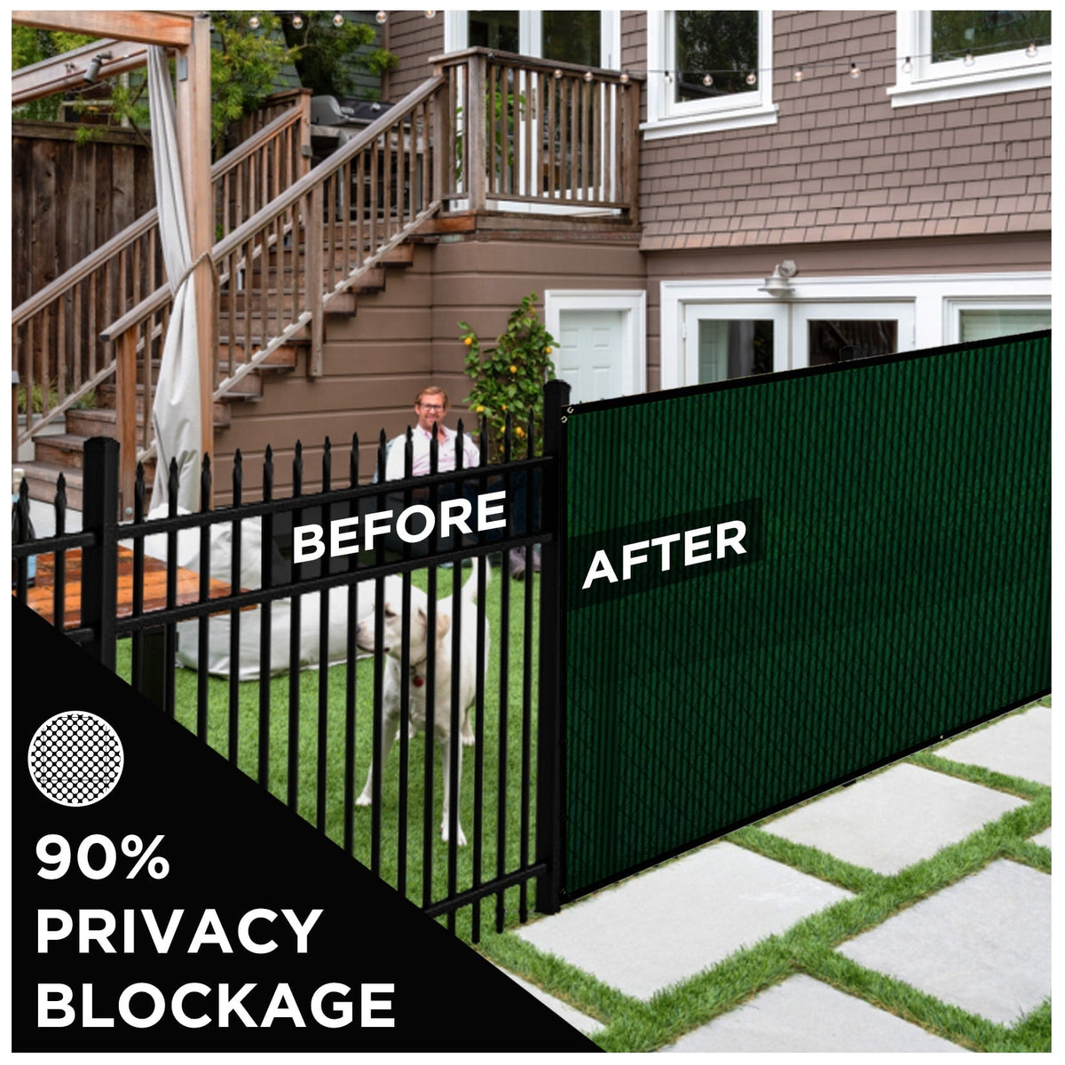 BOEN 6-ft H x 15-ft W Green Polyethelene Chain Link Fence Screen