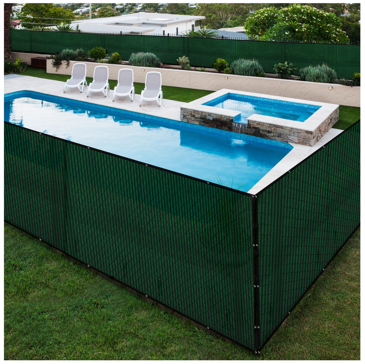 BOEN 6-ft H x 50-ft W Green Polyethelene Chain Link Fence Screen