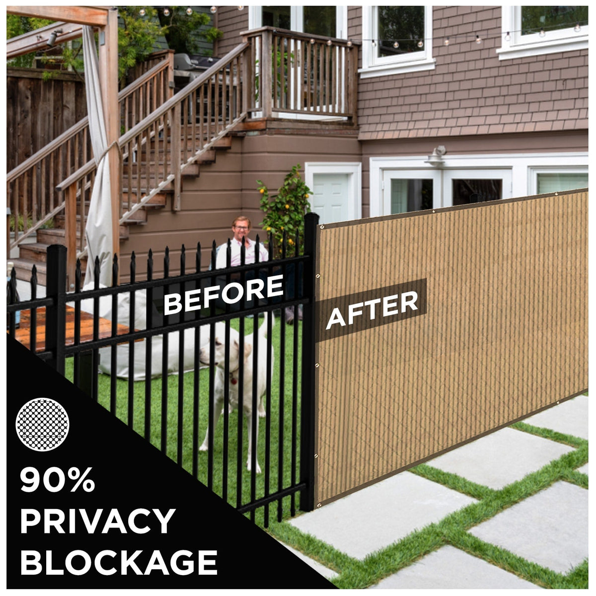 BOEN 4-ft H x 50-ft W Beige Polyethelene Chain Link Fence Screen