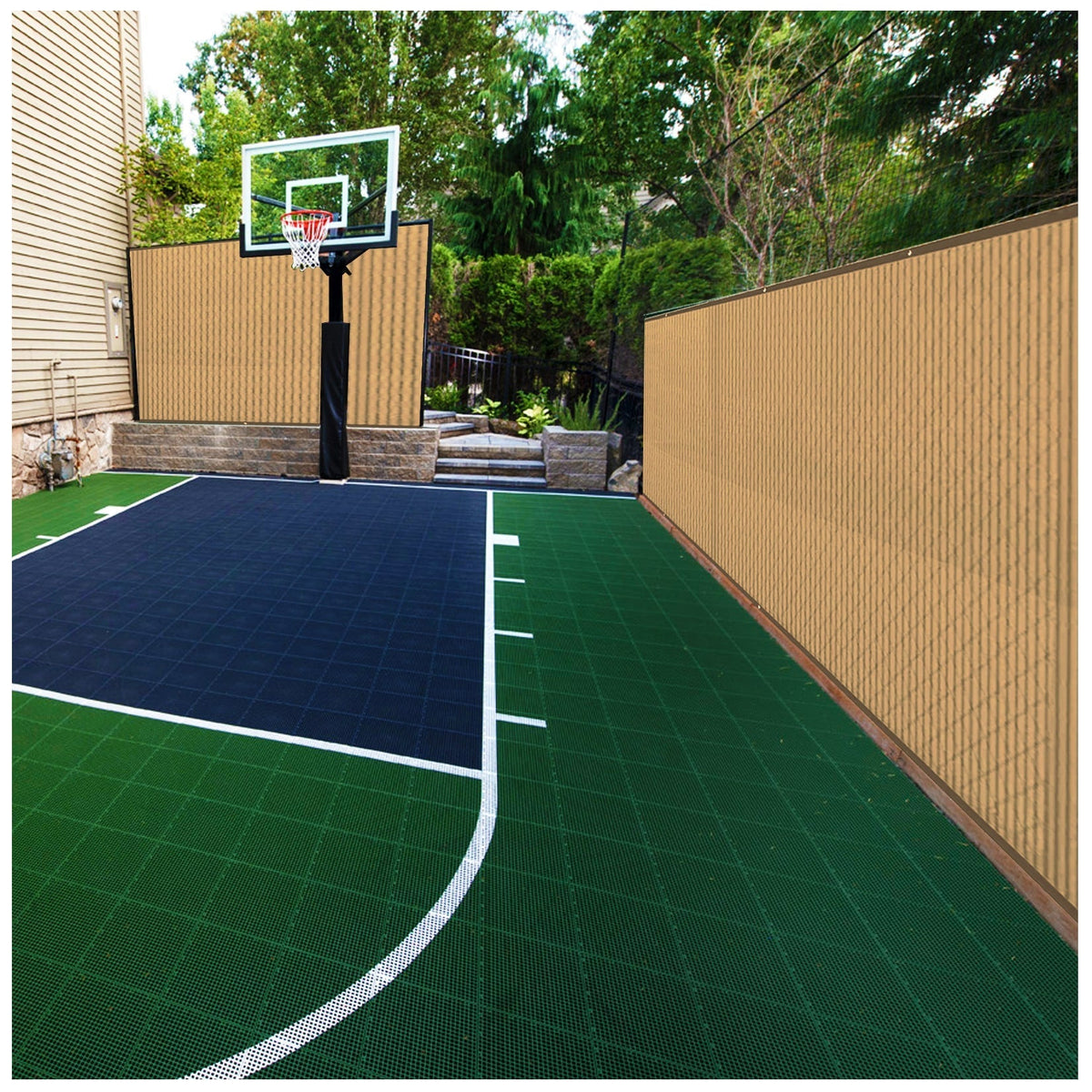 BOEN 4-ft H x 50-ft W Beige Polyethelene Chain Link Fence Screen
