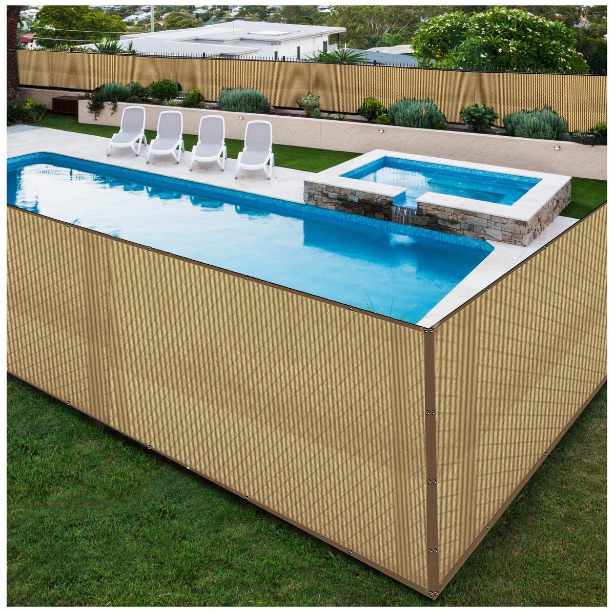BOEN 4-ft H x 50-ft W Beige Polyethelene Chain Link Fence Screen