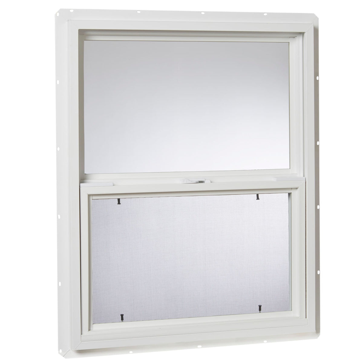 Project Source 20000S Series New Construction 23-1/2-in x 29-1/2-in x 2-1/4-in Jamb White Vinyl Single-Pane Single-Hung Window, Half Screen Included