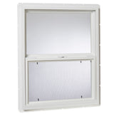 Project Source 20000S Series New Construction 23-1/2-in x 29-1/2-in x 2-1/4-in Jamb White Vinyl Single-Pane Single-Hung Window, Half Screen Included