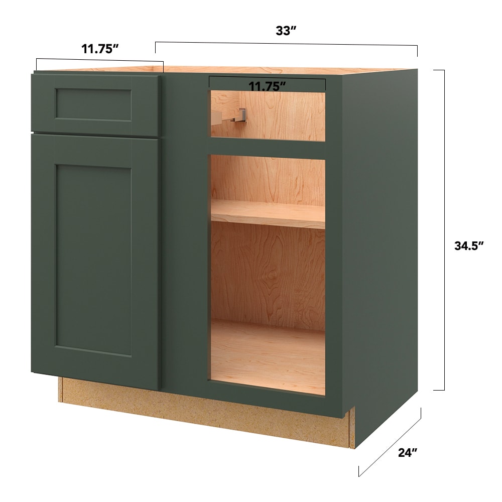 allen + roth Galway 33-in W x 34.5-in H x 24-in D Sage Blind 1-Drawer Base Fully Assembled Cabinet (Flat Panel Shaker Style)