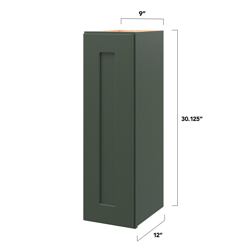 allen + roth Galway 9-in W x 30.125-in H x 12-in D Sage Wall Fully Assembled Cabinet (Flat Panel Shaker Door Style)