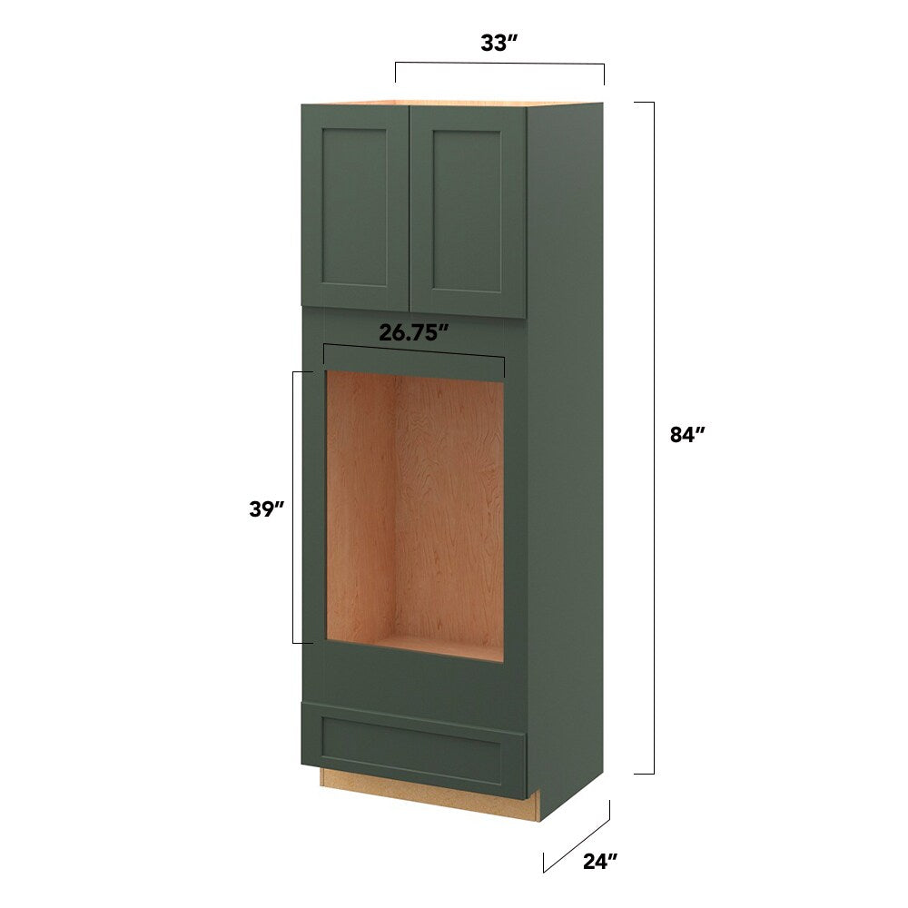 allen + roth Galway 33-in W x 84-in H x 24-in D Sage 1-Drawer Base Fully Assembled Cabinet (Flat Panel Shaker Style)