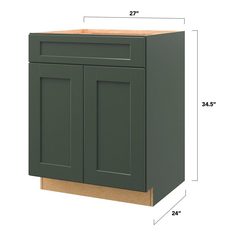 allen + roth Galway 27-in W x 34.5-in H x 24-in D Sage Sink Base Fully Assembled Cabinet (Flat Panel Shaker Style)