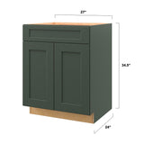 allen + roth Galway 27-in W x 34.5-in H x 24-in D Sage 1-Drawer Base Fully Assembled Cabinet (Flat Panel Shaker Style)