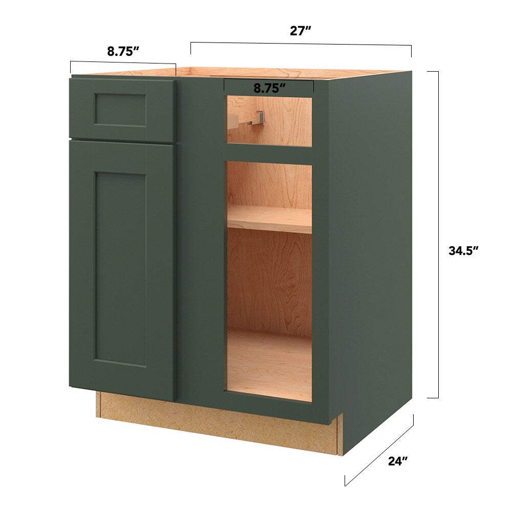 allen + roth Galway 27-in W x 34.5-in H x 24-in D Sage Blind 1-Drawer Base Fully Assembled Cabinet (Flat Panel Shaker Style)