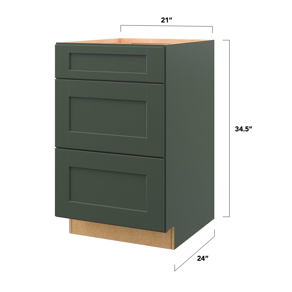 allen + roth Galway 21-in W x 34.5-in H x 24-in D Sage 3-Drawer Base Fully Assembled Cabinet (Flat Panel Style)