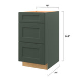 allen + roth Galway 18-in W x 34.5-in H x 24-in D Sage 3-Drawer Base Fully Assembled Cabinet (Flat Panel Style)