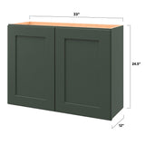 allen + roth Galway 33-in W x 24.5-in H x 12-in D Sage Wall Fully Assembled Cabinet (Flat Panel Shaker Door Style)