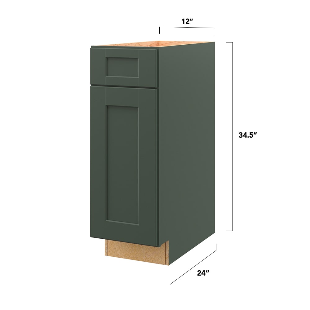 allen + roth Galway 12-in W x 34.5-in H x 24-in D Sage 1-Drawer Base Fully Assembled Cabinet (Flat Panel Shaker Style)