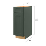 allen + roth Galway 12-in W x 34.5-in H x 24-in D Sage 1-Drawer Base Fully Assembled Cabinet (Flat Panel Shaker Style)