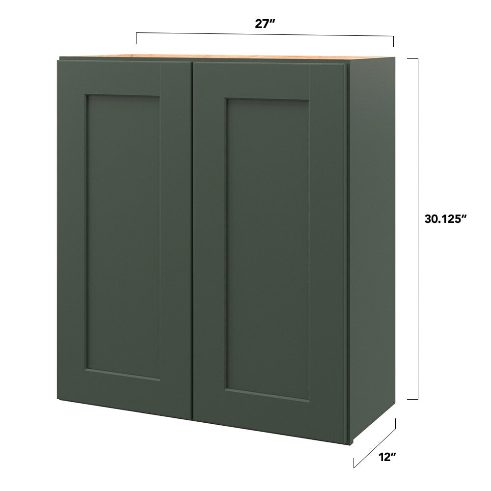 allen + roth Galway 27-in W x 30.125-in H x 12-in D Sage Blind Corner Wall Fully Assembled Cabinet (Flat Panel Shaker Style)