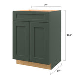 allen + roth Galway 24-in W x 34.5-in H x 24-in D Sage 1-Drawer Base Fully Assembled Cabinet (Flat Panel Shaker Style)