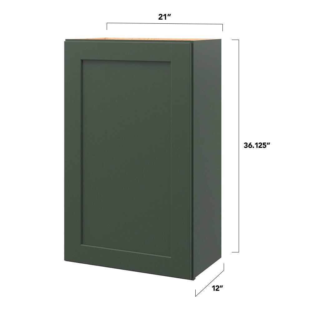 allen + roth Galway 21-in W x 36.125-in H x 12-in D Sage Wall Fully Assembled Cabinet (Flat Panel Shaker Door Style)