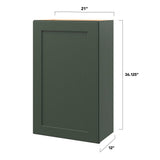 allen + roth Galway 21-in W x 36.125-in H x 12-in D Sage Wall Fully Assembled Cabinet (Flat Panel Shaker Door Style)