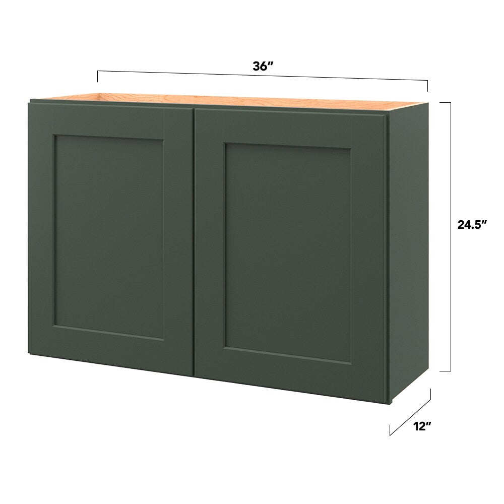 allen + roth Galway 36-in W x 24.5-in H x 12-in D Sage Wall Fully Assembled Cabinet (Flat Panel Shaker Door Style)