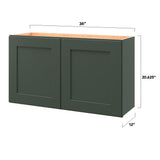 allen + roth Galway 36-in W x 20.625-in H x 12-in D Sage Wall Fully Assembled Cabinet (Flat Panel Shaker Door Style)