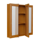 Project Source 24.25-in x 24-in Surface Mount Oak Mirrored Medicine Cabinet