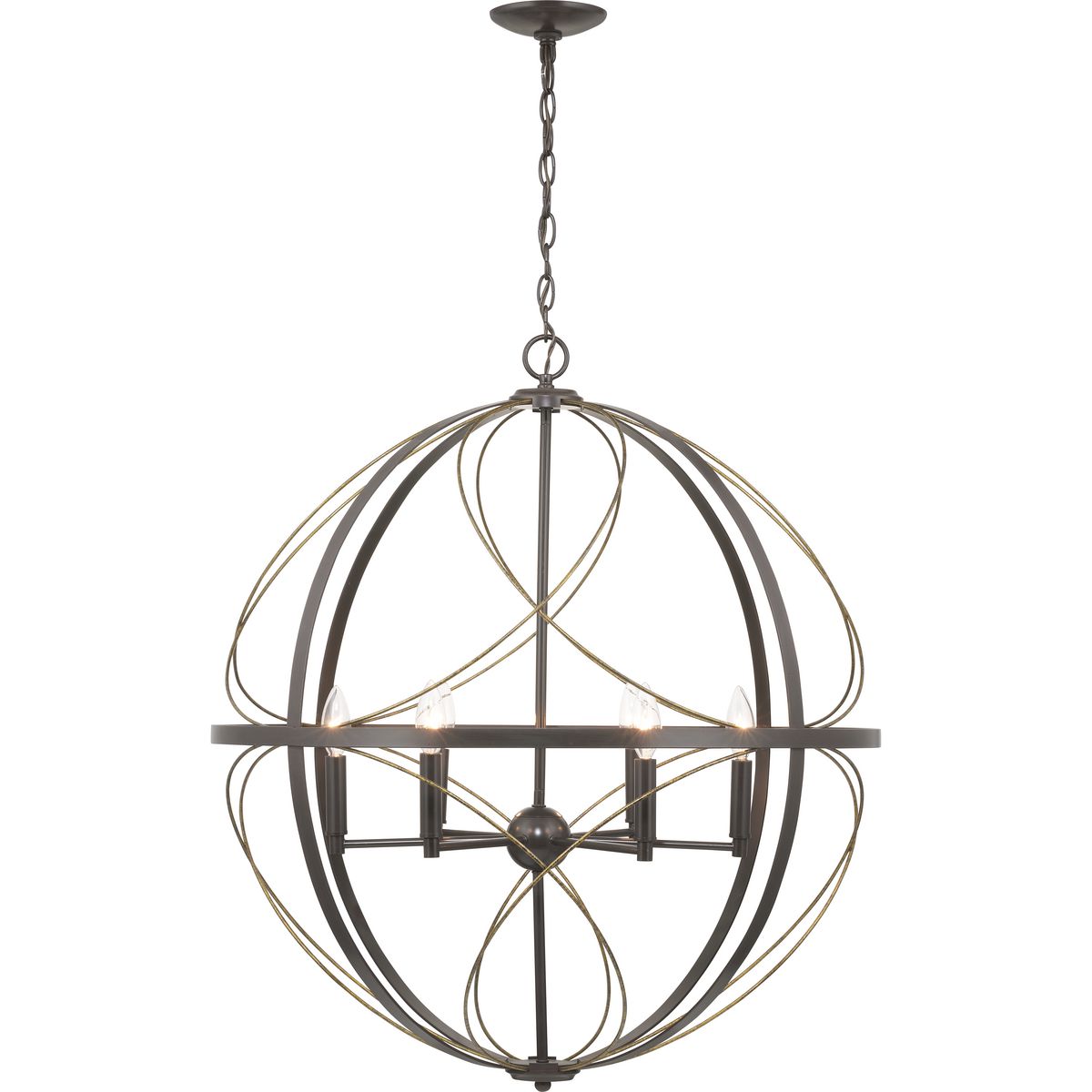 Progress Lighting Brandywine 6-Light Antique Bronze Transitional Globe Large Hanging Pendant Light