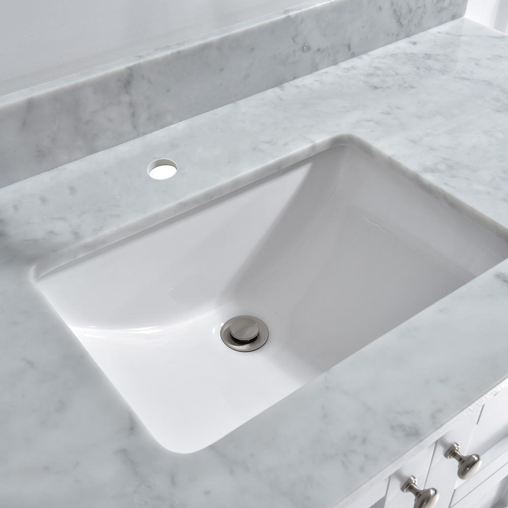 Newton 31 in. x 22 in. Carrara Marble Vanity Top with Square Sink for Single Hole Installation in Carrara White - Super Arbor