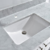 Newton 31 in. x 22 in. Carrara Marble Vanity Top with Square Sink for Single Hole Installation in Carrara White - Super Arbor