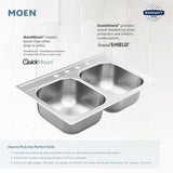 1800 Series Stainless Steel 33 in. 4-Hole Double Bowl Drop-In Kitchen Sink with 8 in. Depth