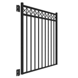Freedom Hampshire 5-ft H x 4-ft W Black Aluminum Spaced Picket Flat-top Decorative Fence Gate