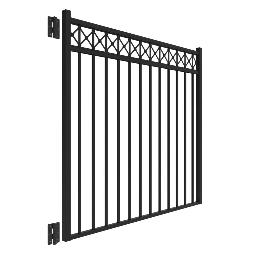 Freedom Hampshire 5-ft H x 5-ft W Black Aluminum Spaced Picket Flat-top Decorative Fence Gate