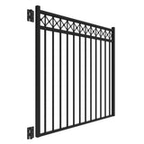 Freedom Hampshire 5-ft H x 5-ft W Black Aluminum Spaced Picket Flat-top Decorative Fence Gate