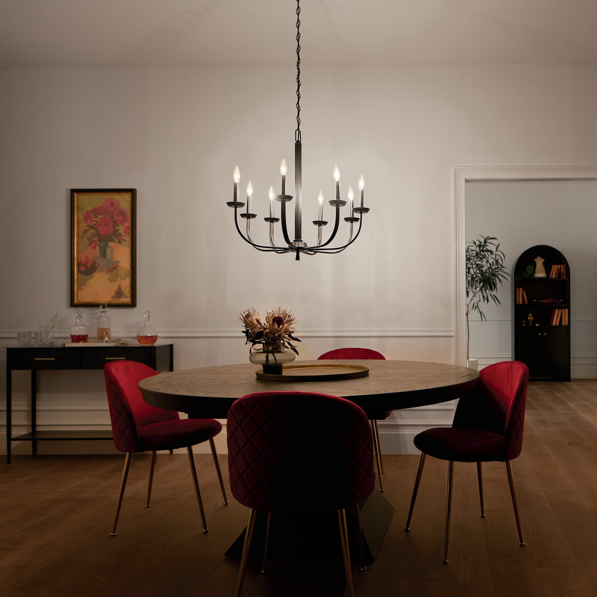 Kichler Kennewick 8-Light Black Traditional Bare Bulb Chandelier