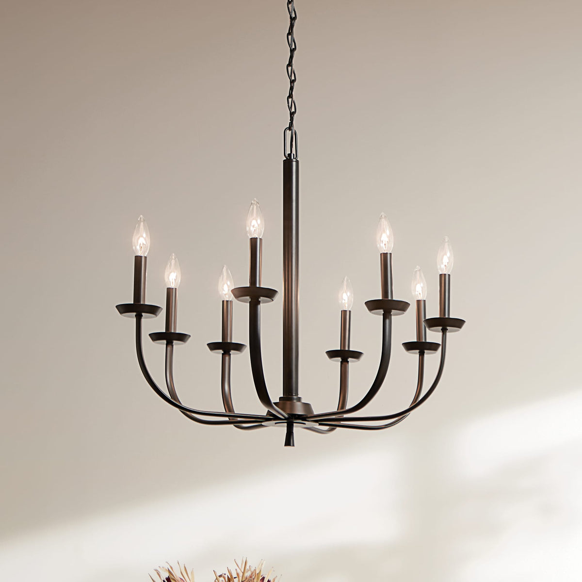 Kichler Kennewick 8-Light Black Traditional Bare Bulb Chandelier