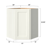 allen + roth Aveley 24-in W x 30.125-in H x 20-in D Linen Diagonal Corner Wall Fully Assembled Cabinet (Flat Panel Shaker Style)
