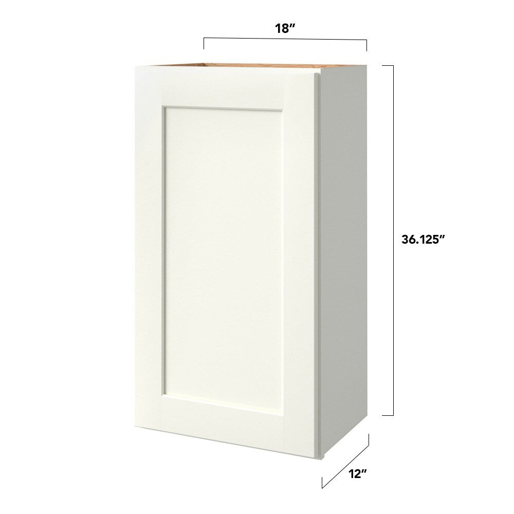 allen + roth Aveley 18-in W x 36.125-in H x 12-in D Linen Wall Fully Assembled Cabinet (Flat Panel Shaker Door Style)