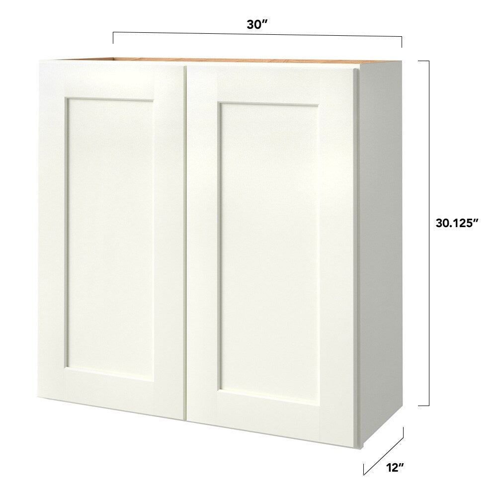 allen + roth Aveley 30-in W x 30.125-in H x 12-in D Linen Wall Fully Assembled Cabinet (Flat Panel Shaker Door Style)