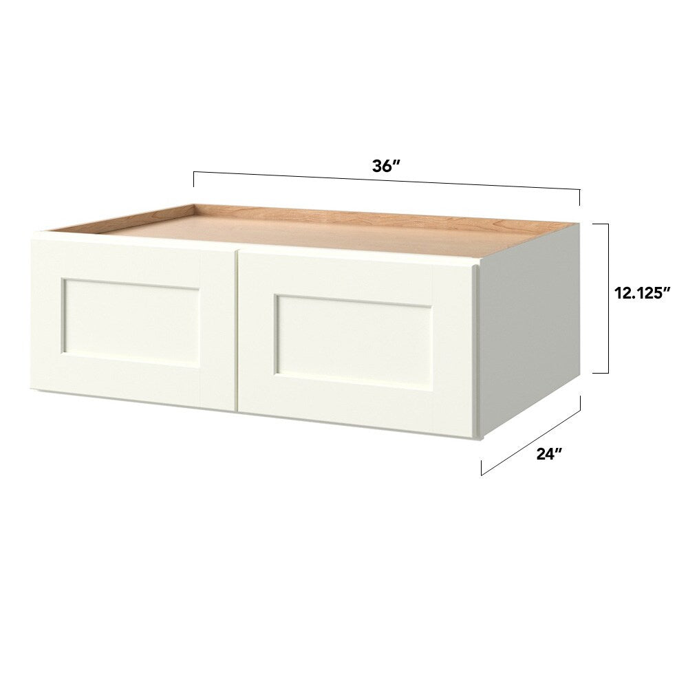 allen + roth Aveley 36-in W x 12.125-in H x 24-in D Linen Wall Fully Assembled Cabinet (Flat Panel Shaker Door Style)