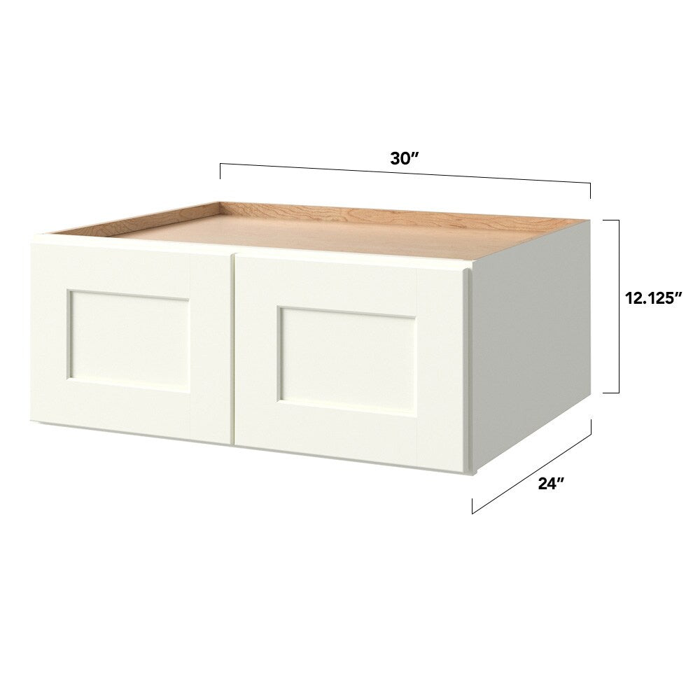 allen + roth Aveley 30-in W x 12.125-in H x 24-in D Linen Wall Fully Assembled Cabinet (Flat Panel Shaker Door Style)