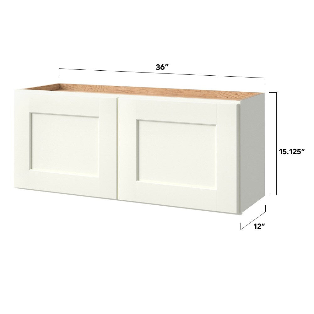 allen + roth Aveley 36-in W x 15.125-in H x 12-in D Linen Wall Fully Assembled Cabinet (Flat Panel Shaker Door Style)