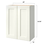 allen + roth Aveley 30-in W x 24.5-in H x 12-in D Linen Wall Fully Assembled Cabinet (Flat Panel Shaker Door Style)