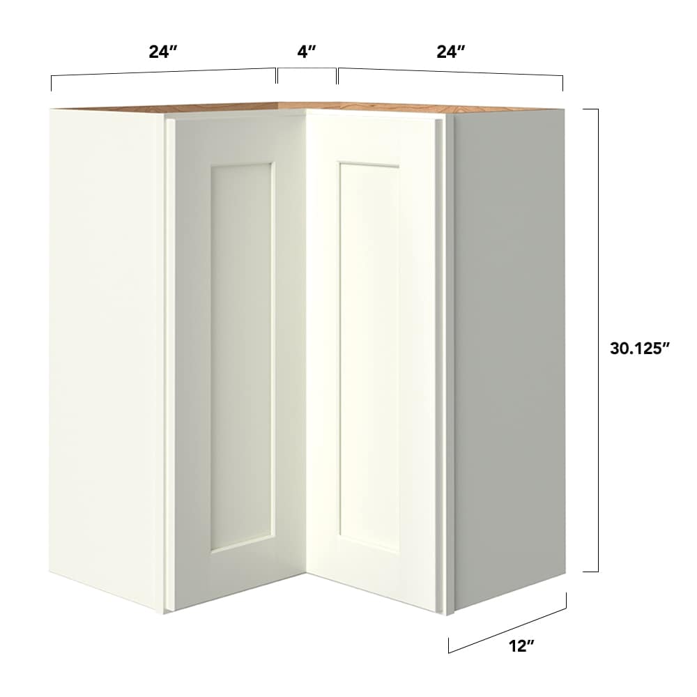 allen + roth Aveley 24-in W x 30.125-in H x 12-in D Linen Diagonal Corner Wall Fully Assembled Cabinet (Flat Panel Shaker Style)