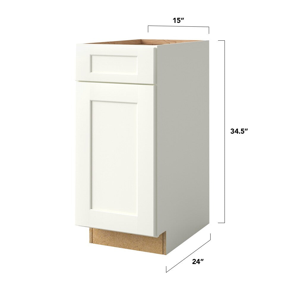 allen + roth Aveley 15-in W x 34.5-in H x 24-in D Linen 1-Drawer Base Fully Assembled Cabinet (Flat Panel Shaker Style)