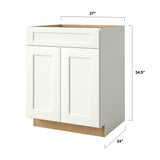 allen + roth Aveley 27-in W x 34.5-in H x 24-in D Linen 1-Drawer Base Fully Assembled Cabinet (Flat Panel Shaker Style)