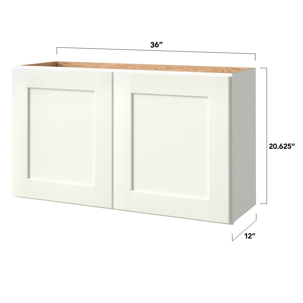 allen + roth Aveley 36-in W x 20.625-in H x 11-in D Linen Wall Fully Assembled Cabinet (Flat Panel Shaker Door Style)