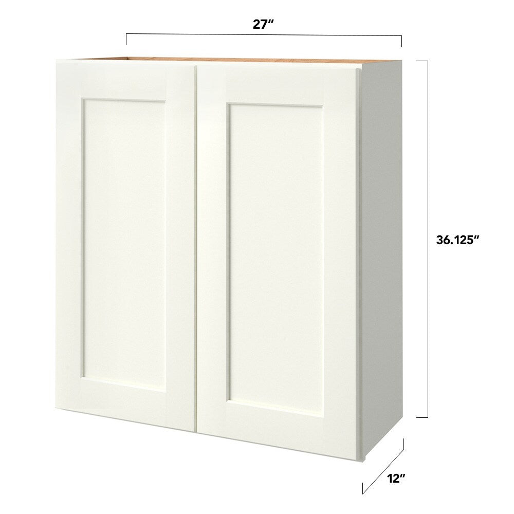 allen + roth Aveley 27-in W x 36.125-in H x 12-in D Linen Wall Fully Assembled Cabinet (Flat Panel Shaker Door Style)
