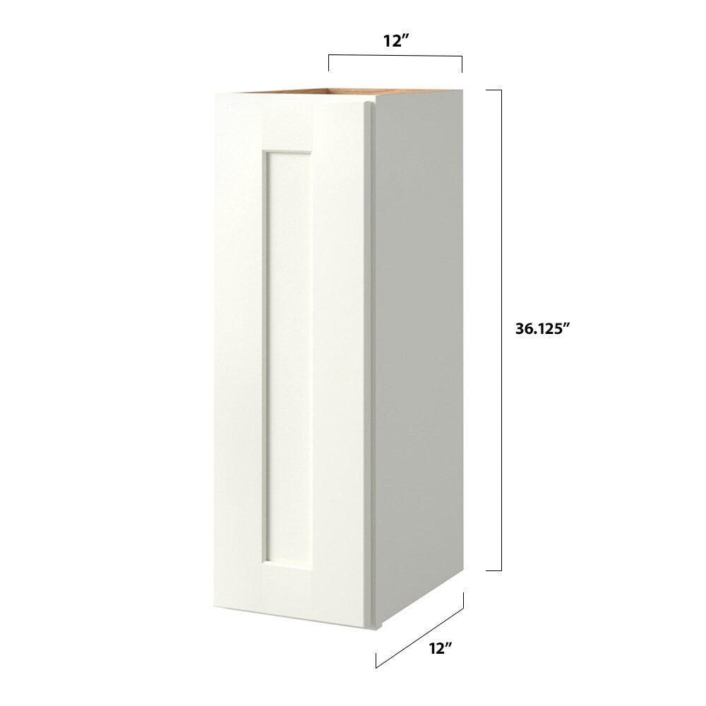 allen + roth Aveley 12-in W x 36.125-in H x 12-in D Linen Wall Fully Assembled Cabinet (Flat Panel Shaker Door Style)
